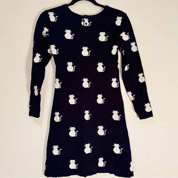 Jacadi Mademoiselle Paris Navy Blue Dress with White Cat Print - Picture 2 of 4